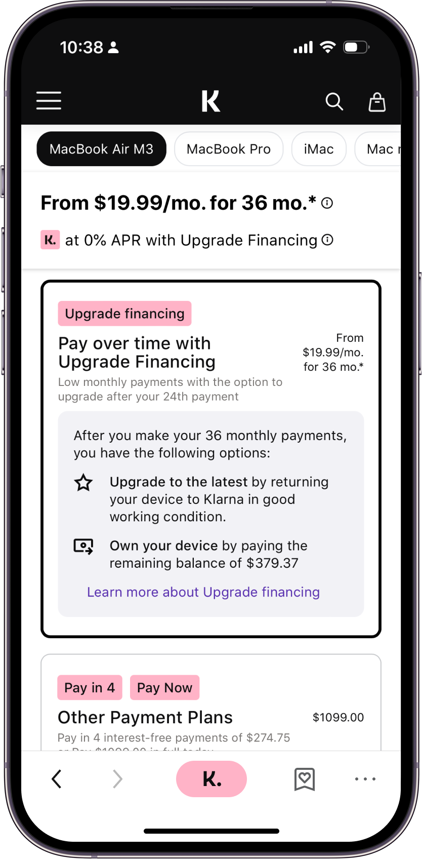 Payment method selection